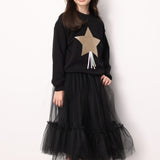 Siyah Kız Çocuk Uzun Tül Etek - Mindy