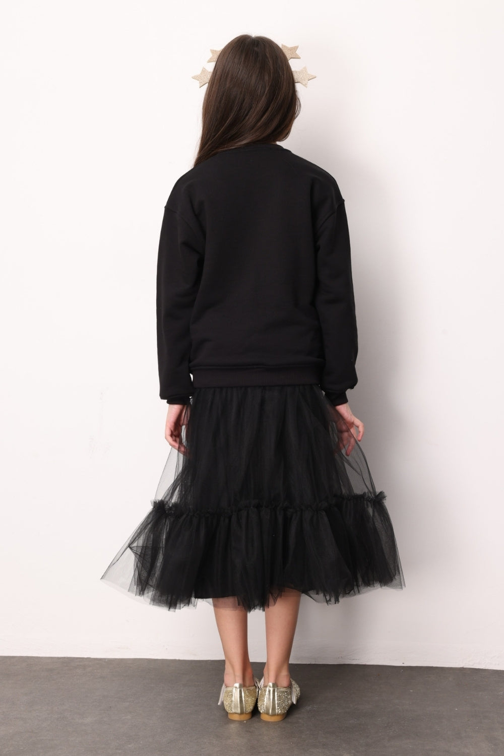 Siyah Kız Çocuk Uzun Tül Etek - Mindy