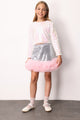 Silver Sequined Tulle Detailed Girl's Skirt - Sheron