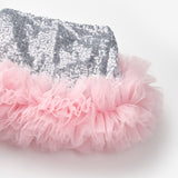 Gümüş Pullu Ucu Tül Detaylı Kız Çocuk Etek - Sheron