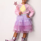 Lila  Katlı Tüllü Kız Çocuk Etek - Almira