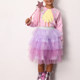 Lila  Katlı Tüllü Kız Çocuk Etek - Almira