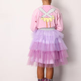 Lila  Katlı Tüllü Kız Çocuk Etek - Almira