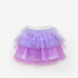 Lila  Katlı Tüllü Kız Çocuk Etek - Almira