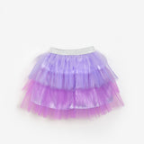 Lila  Katlı Tüllü Kız Çocuk Etek - Almira