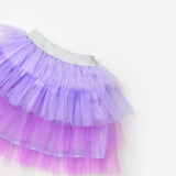 Lila  Katlı Tüllü Kız Çocuk Etek - Almira