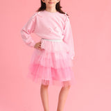 Pembe  Katlı Tüllü Kız Çocuk Etek - Almira