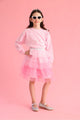 Pembe  Katlı Tüllü Kız Çocuk Etek - Almira
