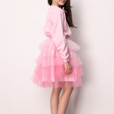 Pembe  Katlı Tüllü Kız Çocuk Etek - Almira