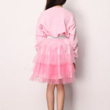 Pembe  Katlı Tüllü Kız Çocuk Etek - Almira