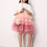 Pudra  Katlı Tüllü Kız Çocuk Etek - Almira