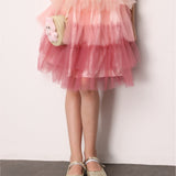 Pudra  Katlı Tüllü Kız Çocuk Etek - Almira