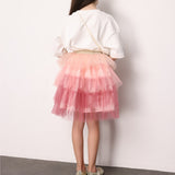 Pudra  Katlı Tüllü Kız Çocuk Etek - Almira