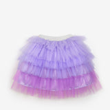 Lila  Katlı Tüllü Kız Çocuk Uzun Etek - Azalea