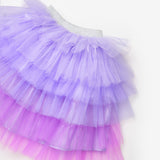 Lila  Katlı Tüllü Kız Çocuk Uzun Etek - Azalea