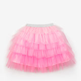 Pembe  Katlı Tüllü Kız Çocuk Uzun Etek - Azalea