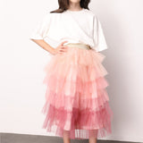 Pudra  Katlı Tüllü Kız Çocuk Uzun Etek - Azalea