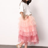 Pudra  Katlı Tüllü Kız Çocuk Uzun Etek - Azalea