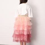 Pudra  Katlı Tüllü Kız Çocuk Uzun Etek - Azalea