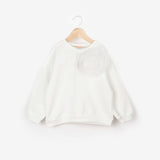 Ekru  Gül Aksesuarlı Kız Çocuk Sweatshirt - Elisa