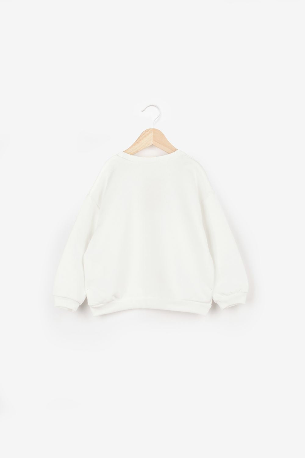 Ekru  Gül Aksesuarlı Kız Çocuk Sweatshirt - Elisa