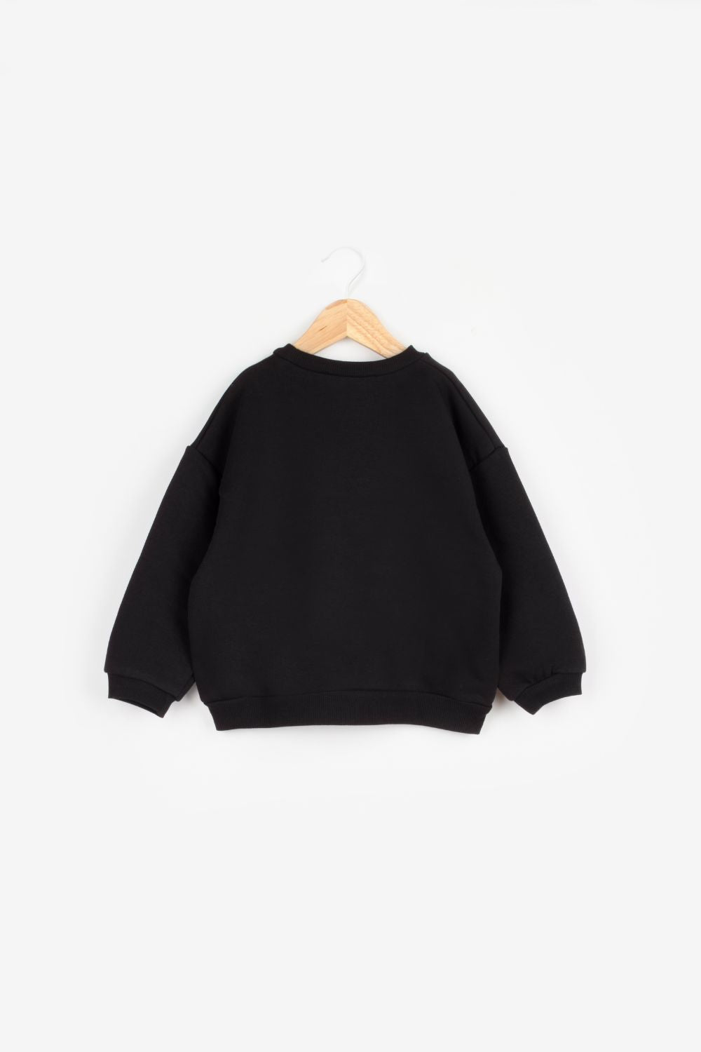 Siyah  Gül Aksesuarlı Kız Çocuk Sweatshirt - Elisa