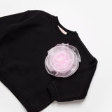 Siyah  Gül Aksesuarlı Kız Çocuk Sweatshirt - Elisa