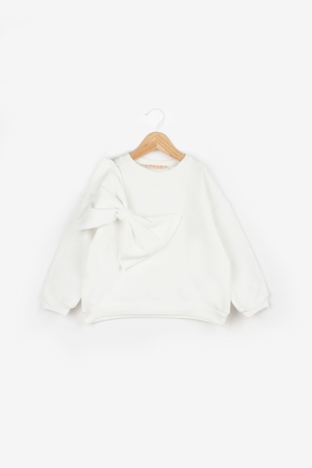 Ekru  Önü Fiyonklu Kız Çocuk Sweatshirt - Sophie
