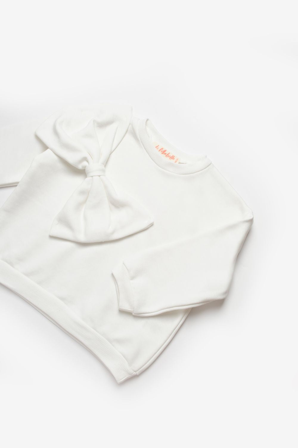 Ekru  Önü Fiyonklu Kız Çocuk Sweatshirt - Sophie