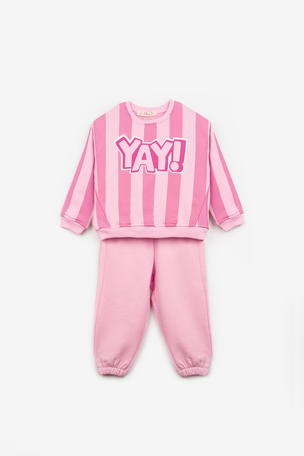 Pembe Yay Baskılı Çizgili Kız Çocuk Eşofman Takımı - Phoebe