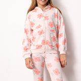 Pudra  Desenli Kapüşonlu Kız Çocuk Eşofman Takımı - Nell