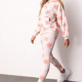 Pudra  Desenli Kapüşonlu Kız Çocuk Eşofman Takımı - Nell