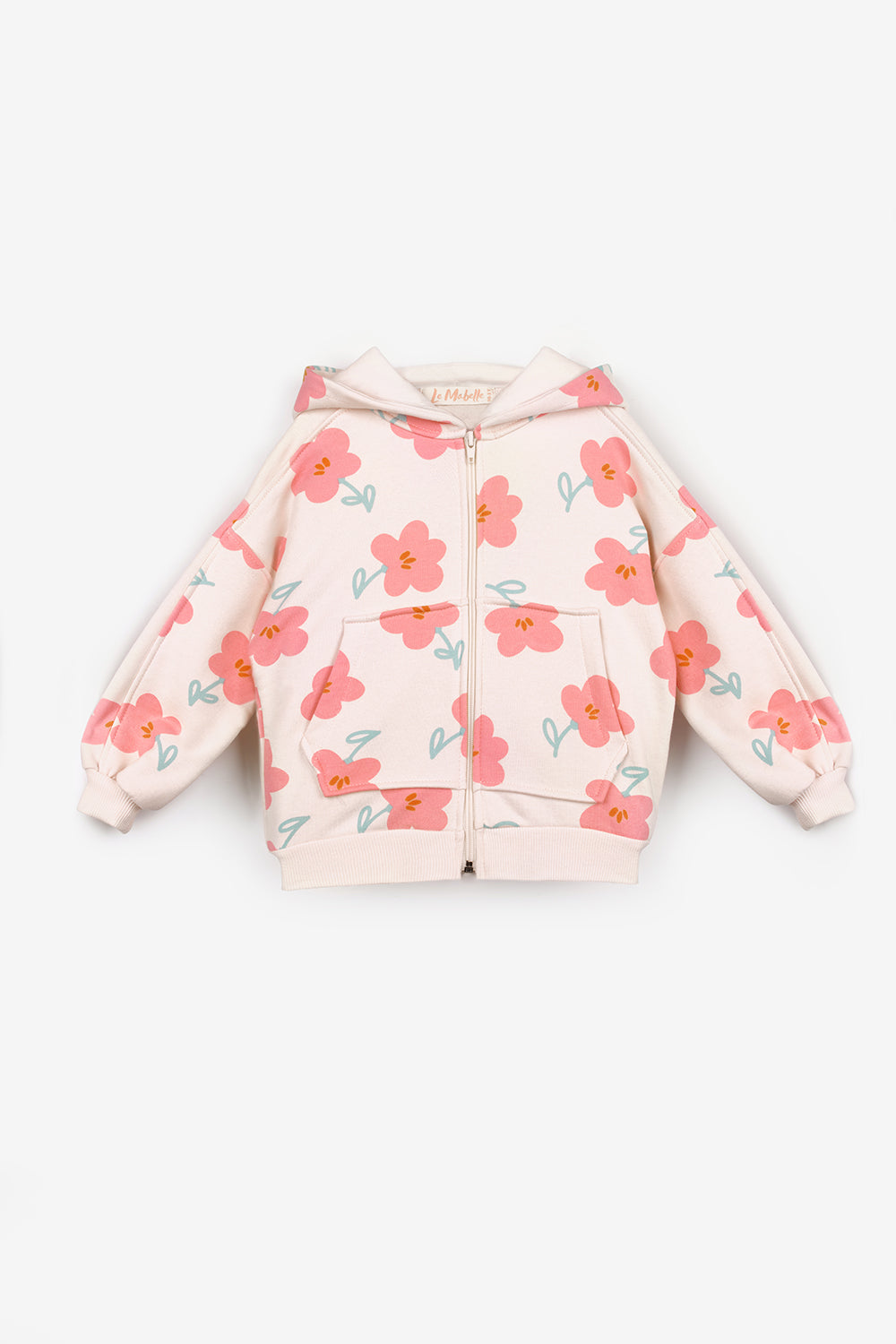 Pudra  Desenli Kapüşonlu Kız Çocuk Eşofman Takımı - Nell