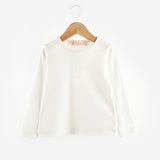 Ekru Kalp Nakışlı Fitilli Kız Çocuk Tişört