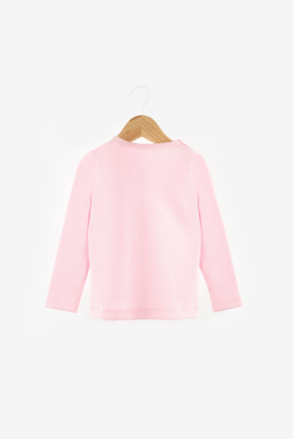 Pembe  Kalp Nakışlı Fitilli Kız Çocuk Tişört