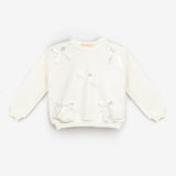 Ekru  Fiyonk Detaylı Kız Çocuk Sweatshirt