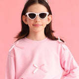 Pembe  Fiyonk Detaylı Kız Çocuk Sweatshirt
