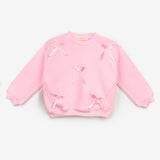 Pembe  Fiyonk Detaylı Kız Çocuk Sweatshirt
