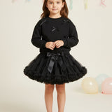 Siyah  Fiyonk Detaylı Kız Çocuk Sweatshirt