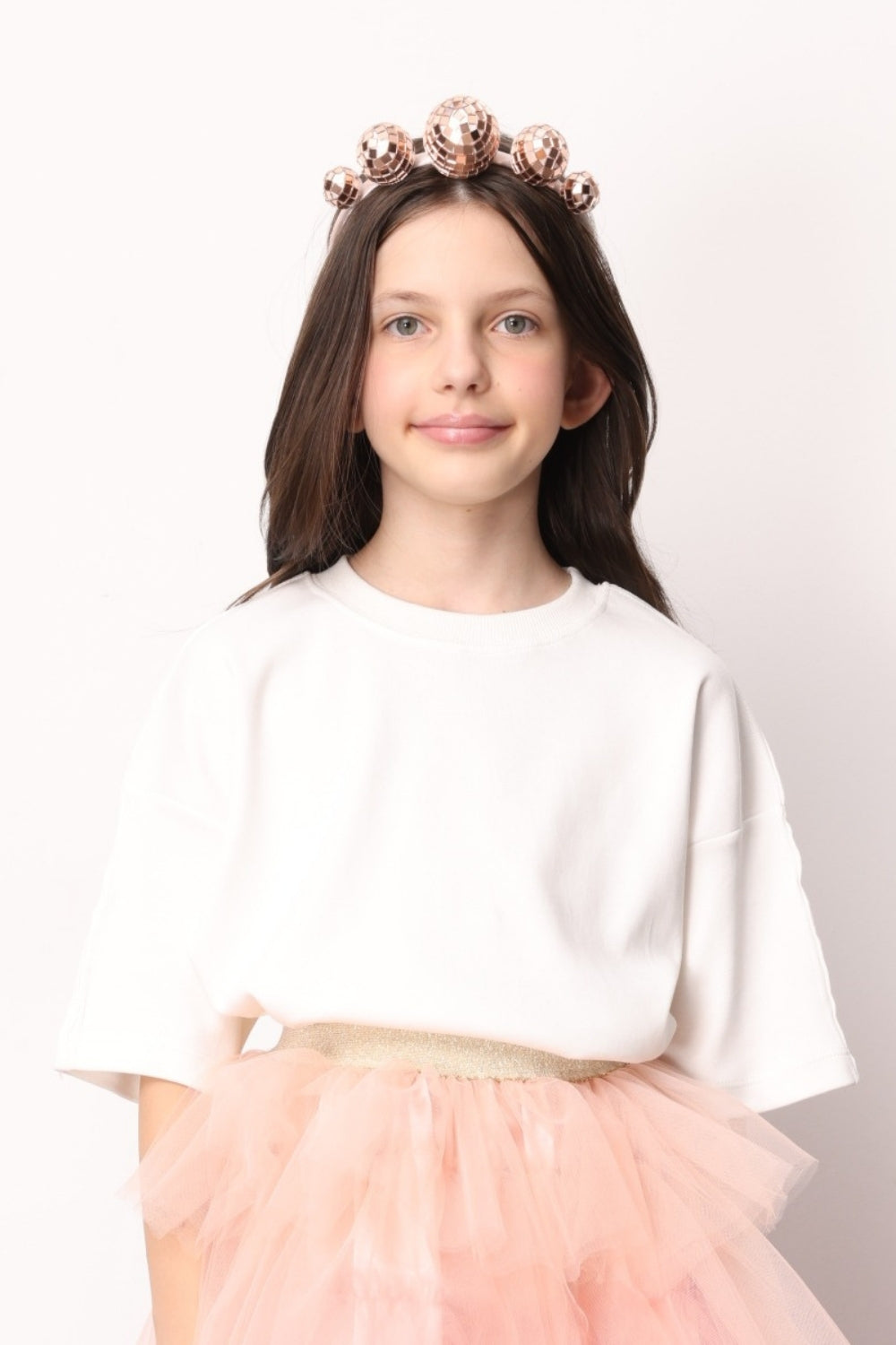 Ekru  Oversize Kız Çocuk Tişört