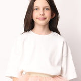 Ekru  Oversize Kız Çocuk Tişört