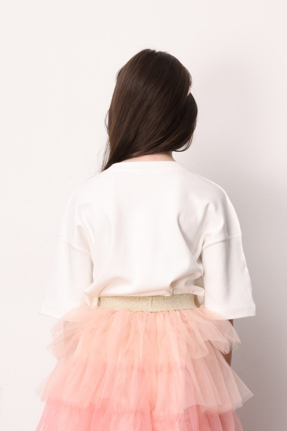 Ekru  Oversize Kız Çocuk Tişört