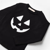 Siyah Bal Kabağı Baskılı Uzun Kollu Halloween Kız Çocuk Tişört