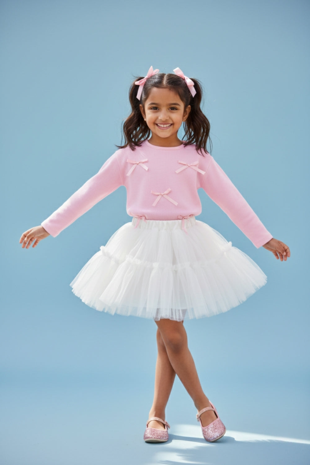 Pembe  5 Fiyonklu Kız Çocuk Tişört