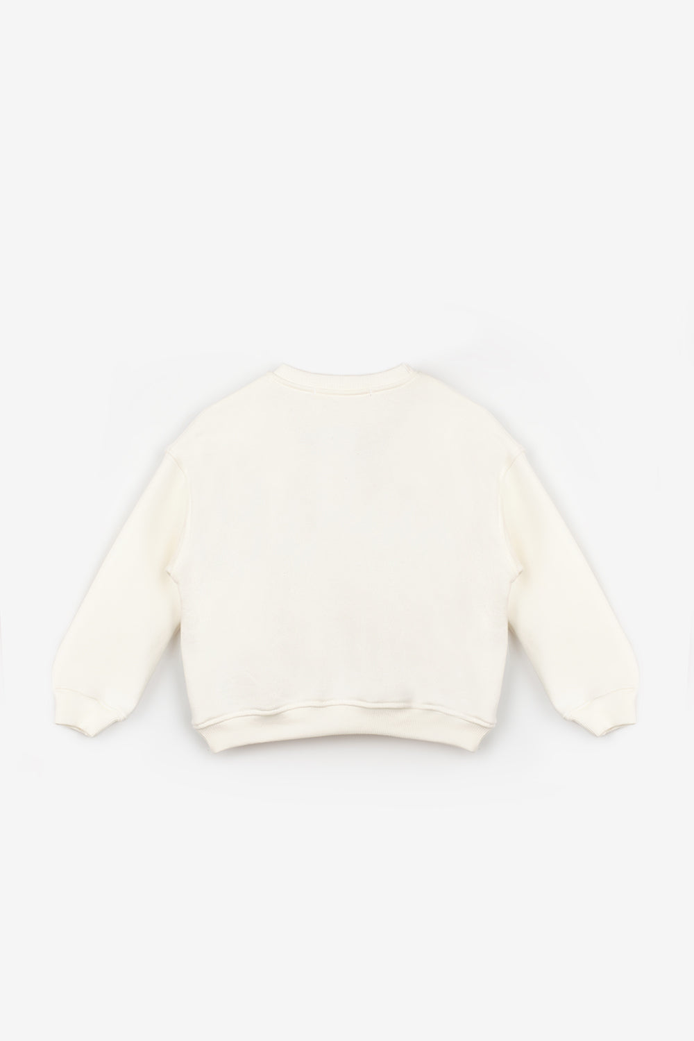 Beyaz  Yıldız Nakışlı Kurdele Detaylı Kız Çocuk Sweatshirt