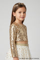 Gold Long Sleeve Sequined Girls' Crop Blouse