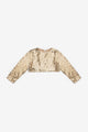 Altın Uzun Kollu Pullu Kız Çocuk Crop Bluz