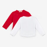 Kırmızı  Beyaz Uzun Kollu Penye 2'li Tişört Paketi