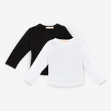 Siyah  Beyaz Uzun Kollu Penye 2'li Tişört Paketi