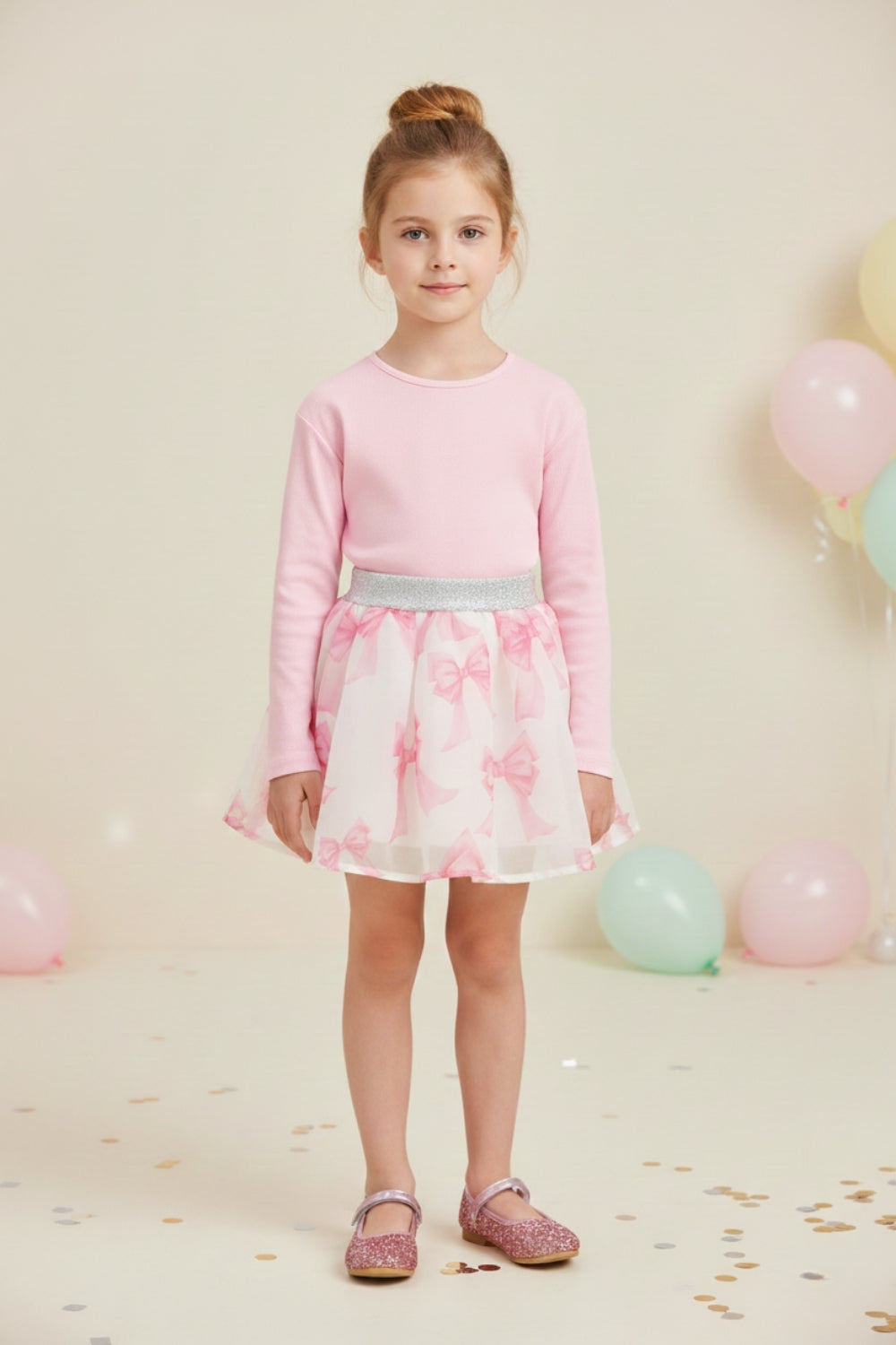 Pembe  Uzun Kollu Penye Basic Çocuk Tişört